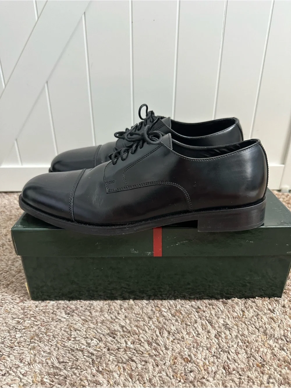 Nunn Bush Maddox Dress Flex Men’s Size 10 M Black Leather Cap Toe Oxfords